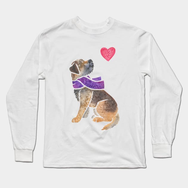 Watercolour Border Terrier Long Sleeve T-Shirt by animalartbyjess